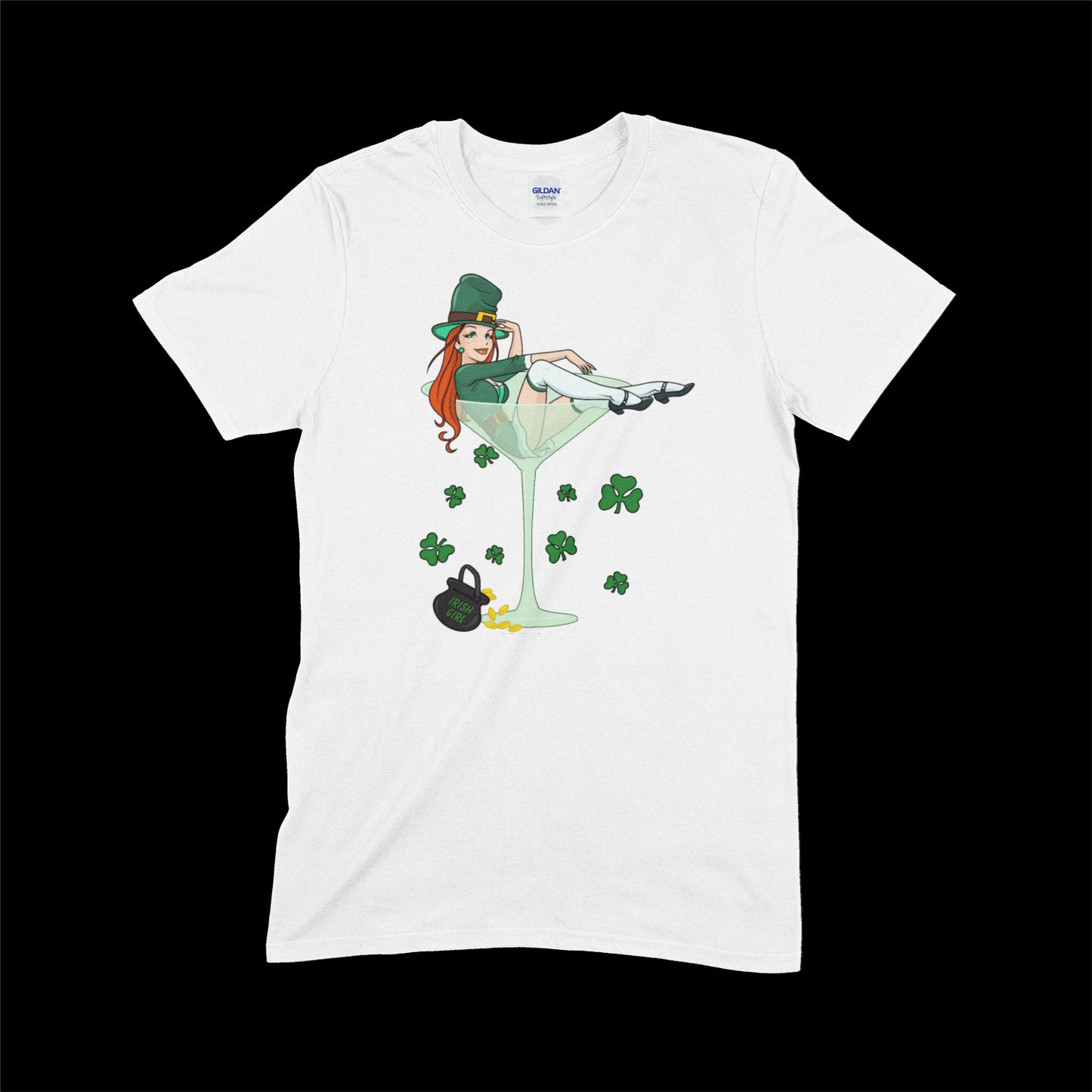 Irish / St Patrick's Day Irish Girl Martini Soft Cotton T-Shirt