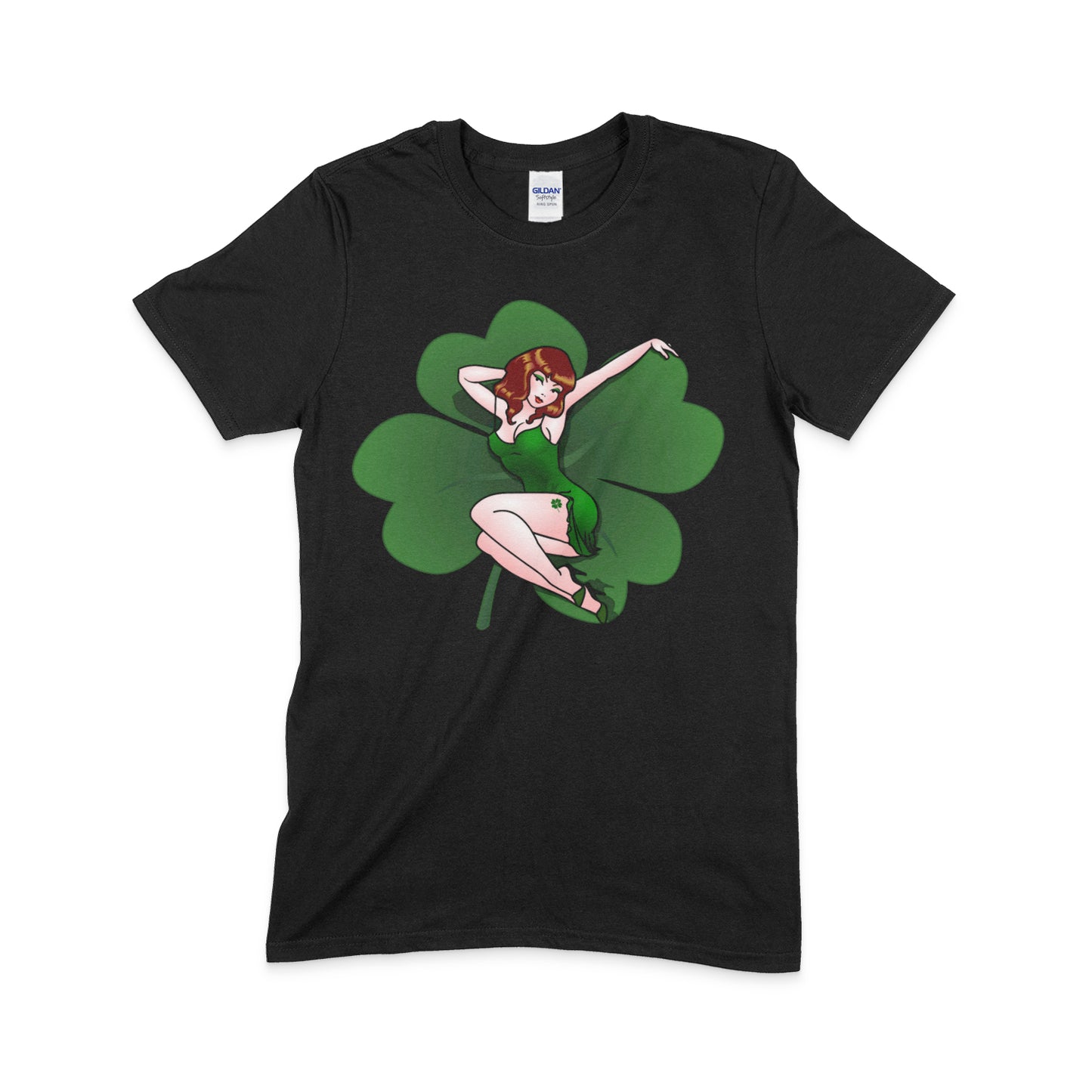 Irish / St Patrick's Day Lucky Shirt St Patrick's Pinup Girl Shirts Soft Cotton T-Shirt